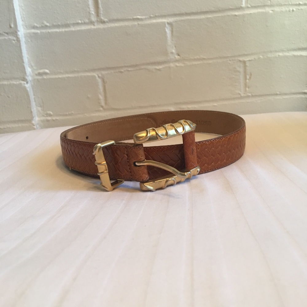 🤩Ellen Tracey Italian calfskin belt medium brown